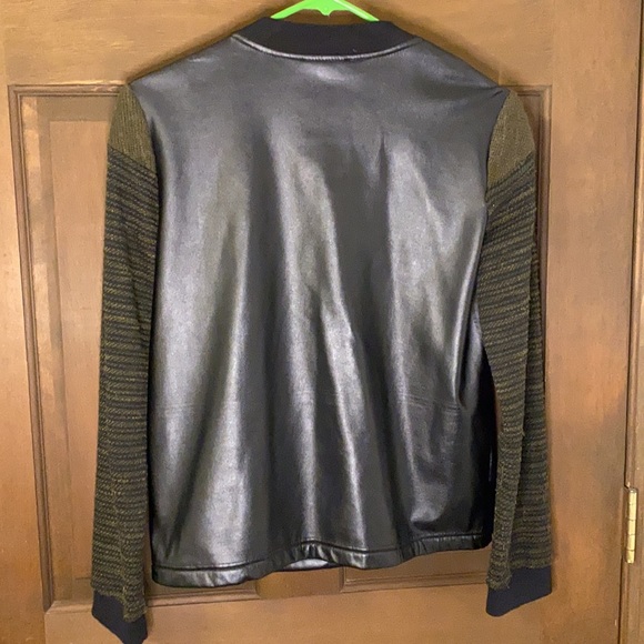 Mystree Faux Leather Knit Moto Jacket - Picture 2 of 4